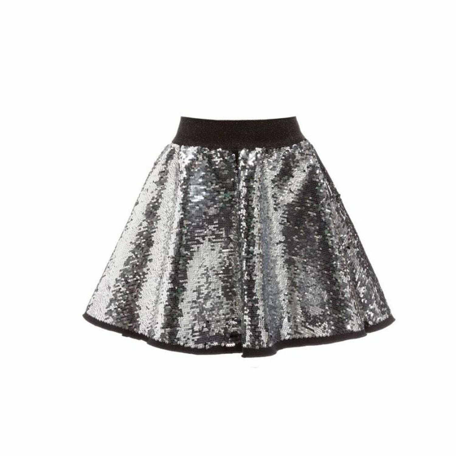 Girls Black & Silver Sequin Skirt, 1, hi-res image number null