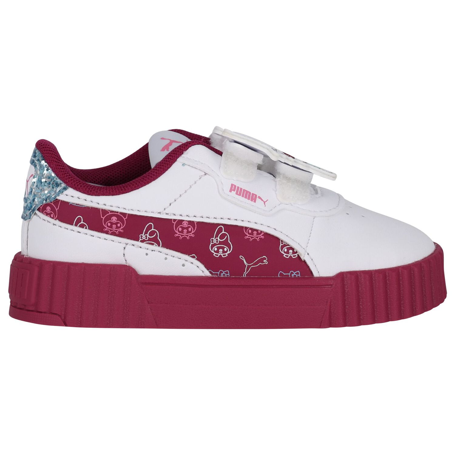 Younger Girls White & Burgundy Hello Kitty Trainers, 1, hi-res