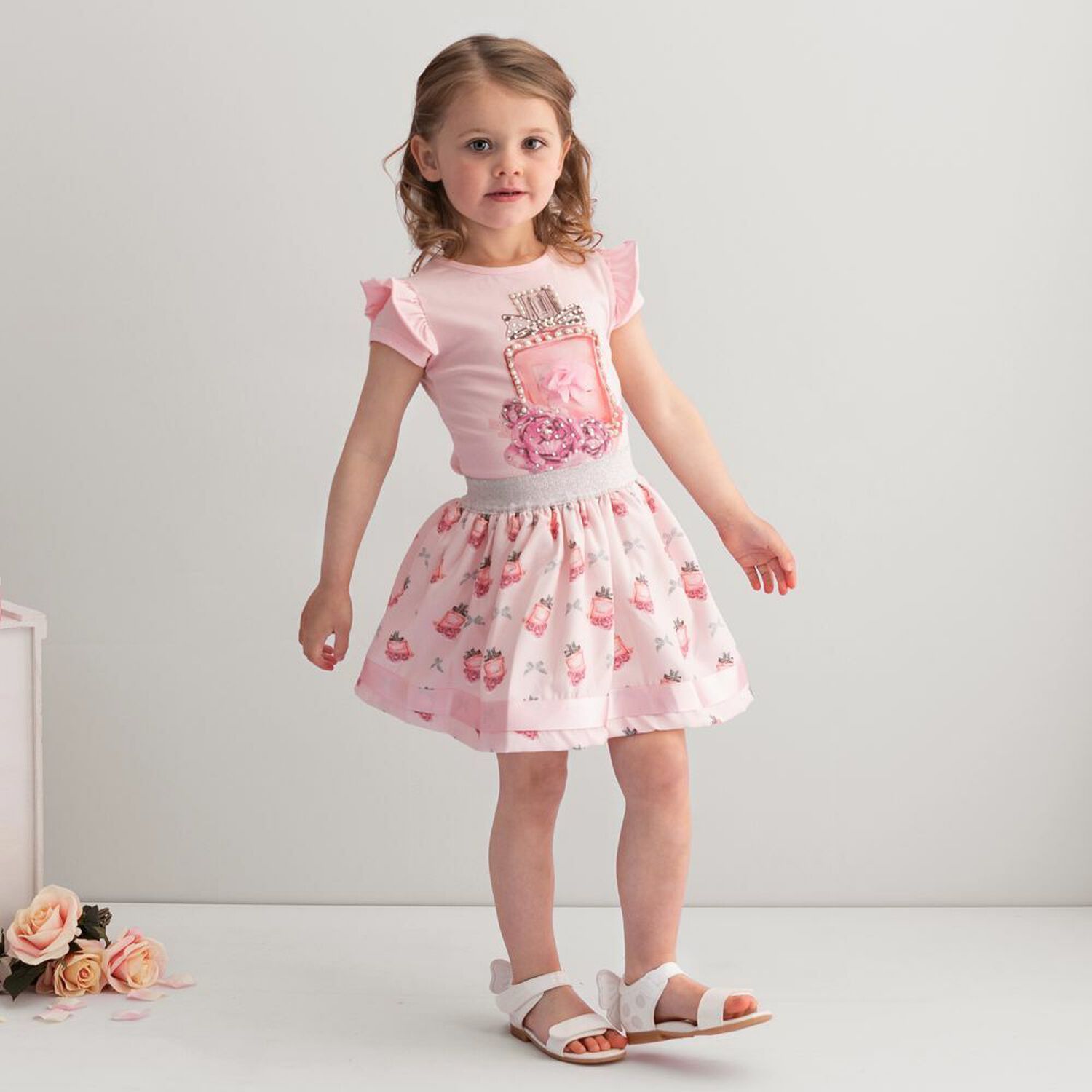 Girls Pink Perfume Bottle Skirt Set, 1, hi-res