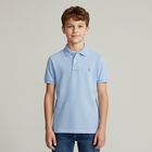 Boys Blue Logo Polo Shirt, 1, hi-res