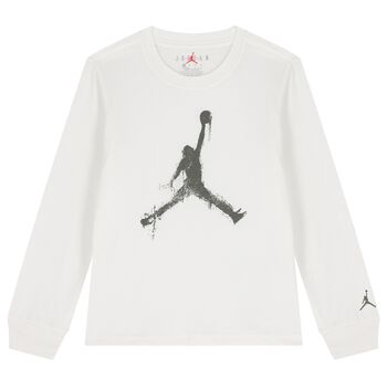 Boys White Jordan Logo Long Sleeve Top