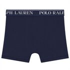 Boys Ivory, Blue & Navy Blue Logo Boxer Shorts ( 3-Pack ), 2, hi-res