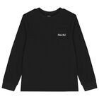 Boys Black Polo Bear Long Sleeve Top, 1, hi-res