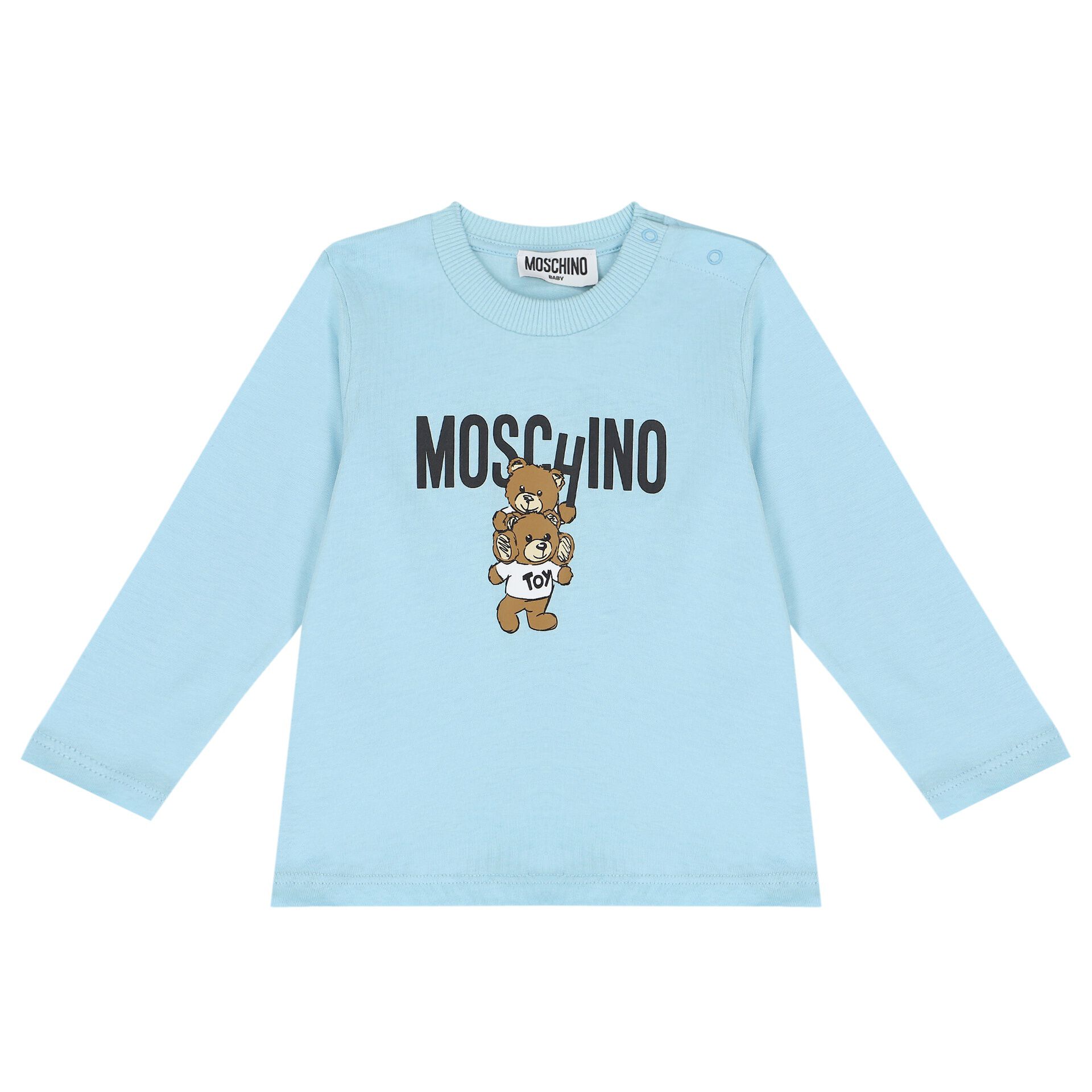 MOSCHINO♡ベアーロンパース♡ネイビー♡6/9M Moschino Blue Teddy Bear Logo Long Sleeve Top | Junior Couture