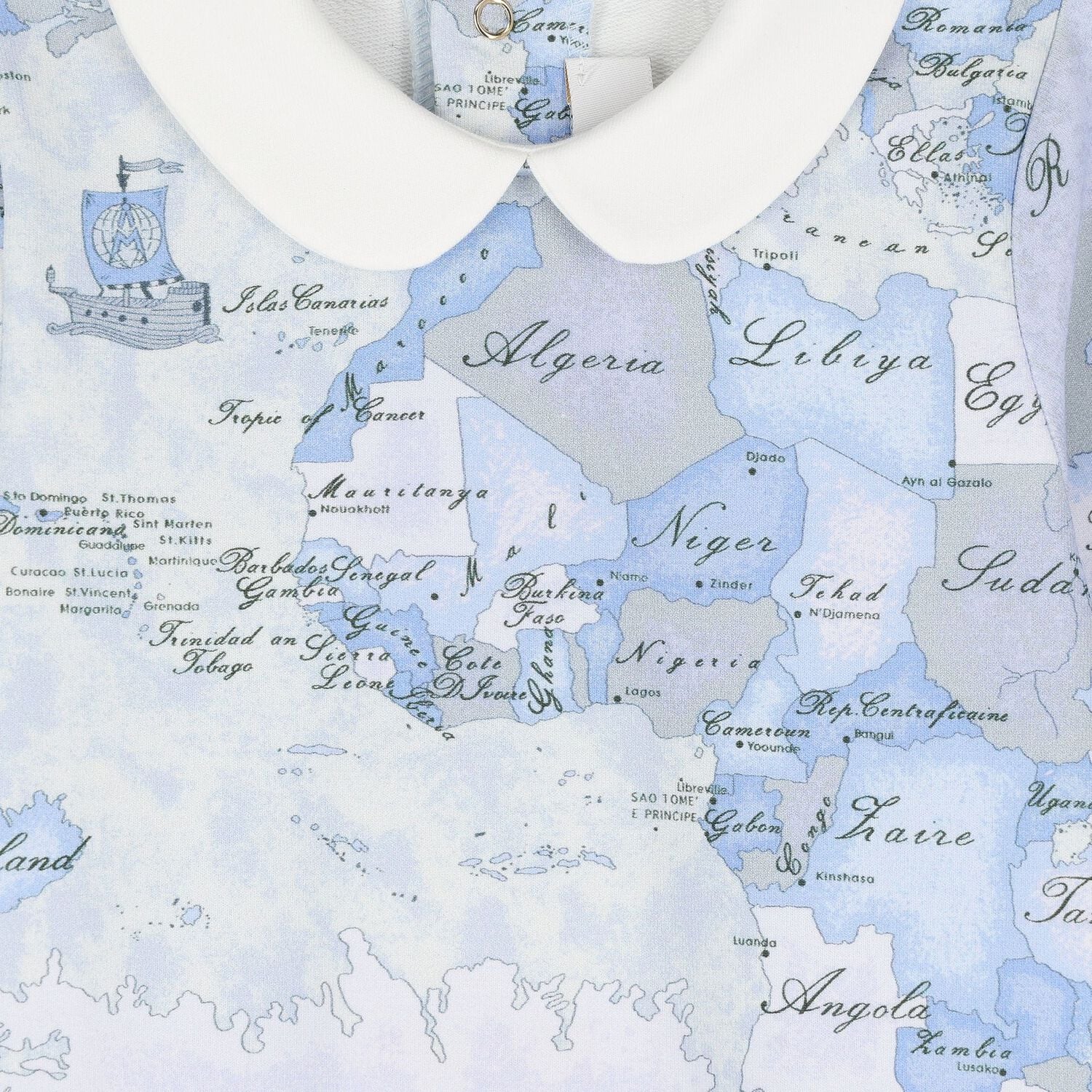 Baby Boys Ivory & Blue Geo Map Babygrow Gift Set, 1, hi-res
