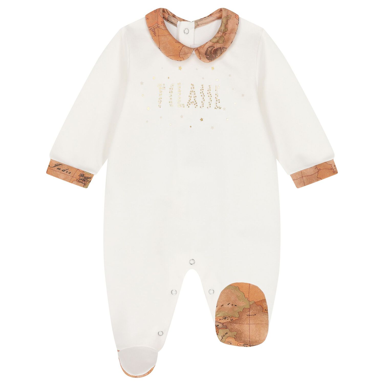 Ivory & Beige Geo Map Babygrow Gift Set , 3, hi-res image number null