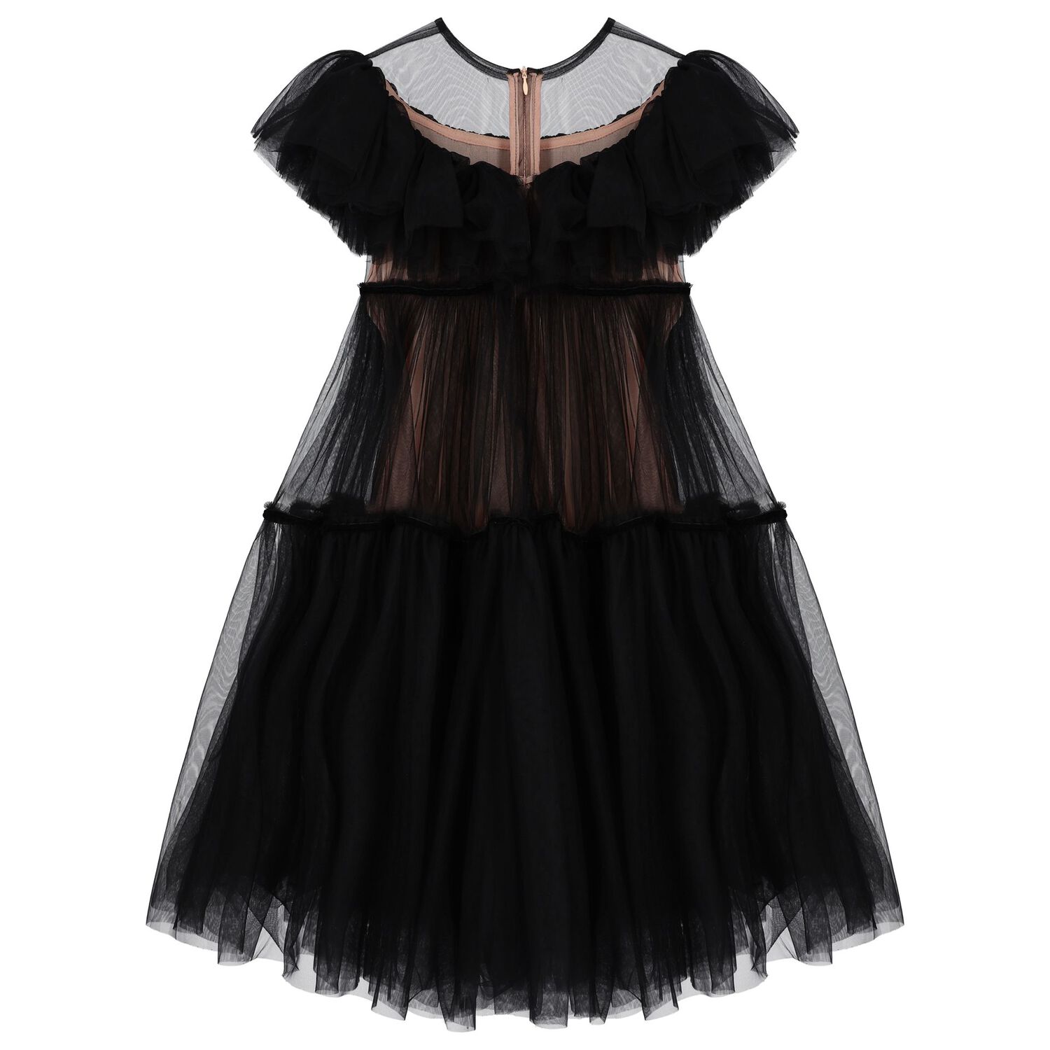 Girls Black Tulle Dress, 1, hi-res
