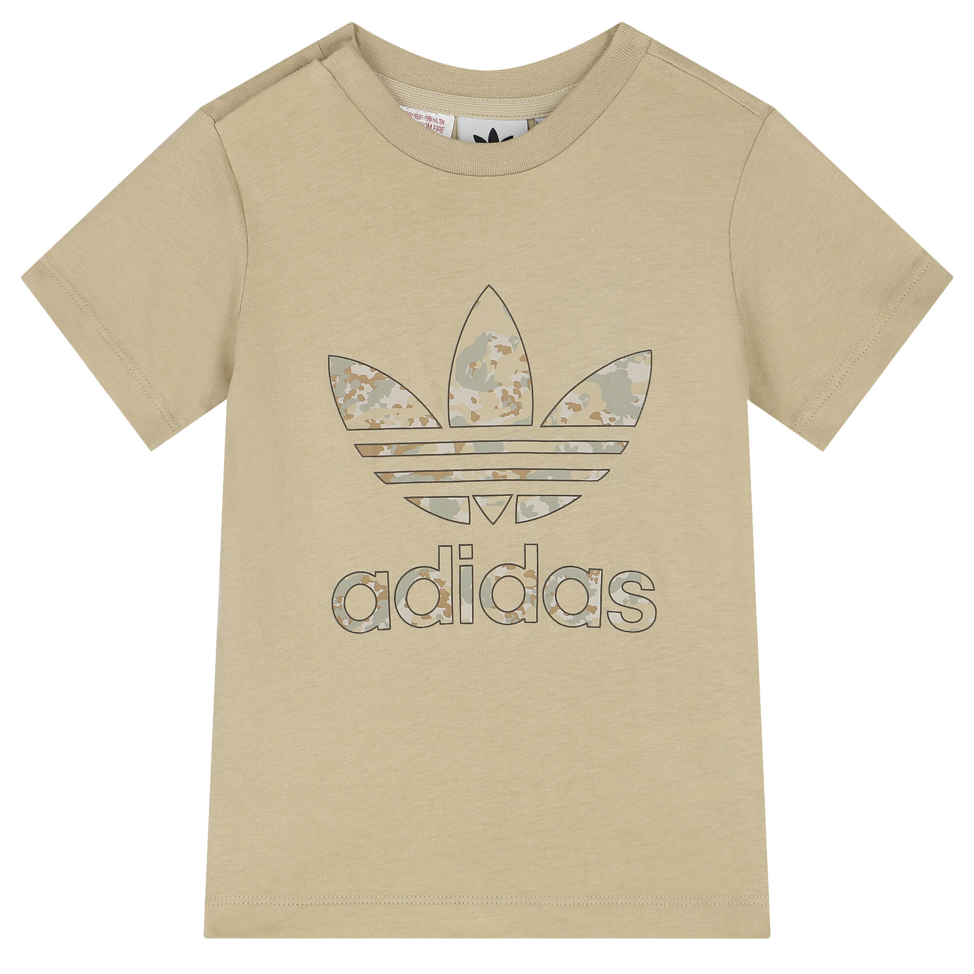 Adidas Kids Beige Trefoil Logo Camouflage Shorts Set Junior Couture KSA