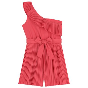 Girls Pink Pleated Playsuit