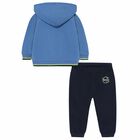 Younger Boys Blue & Navy Tracksuit, 1, hi-res