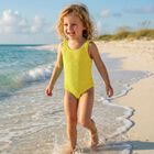 Girls Yellow Crinkle Swimsuit, 5, hi-res