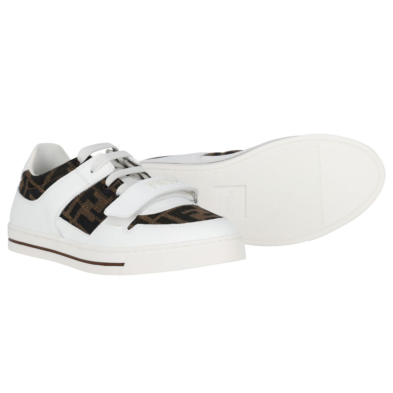 White FF Leather Trainers, 1, hi-res