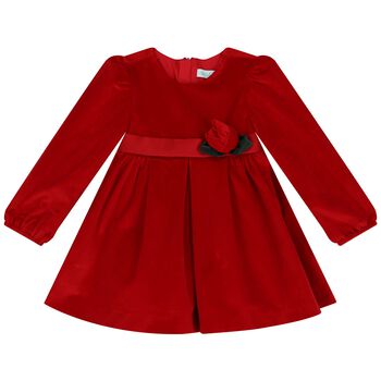 Younger Girls Red Velvet Dress