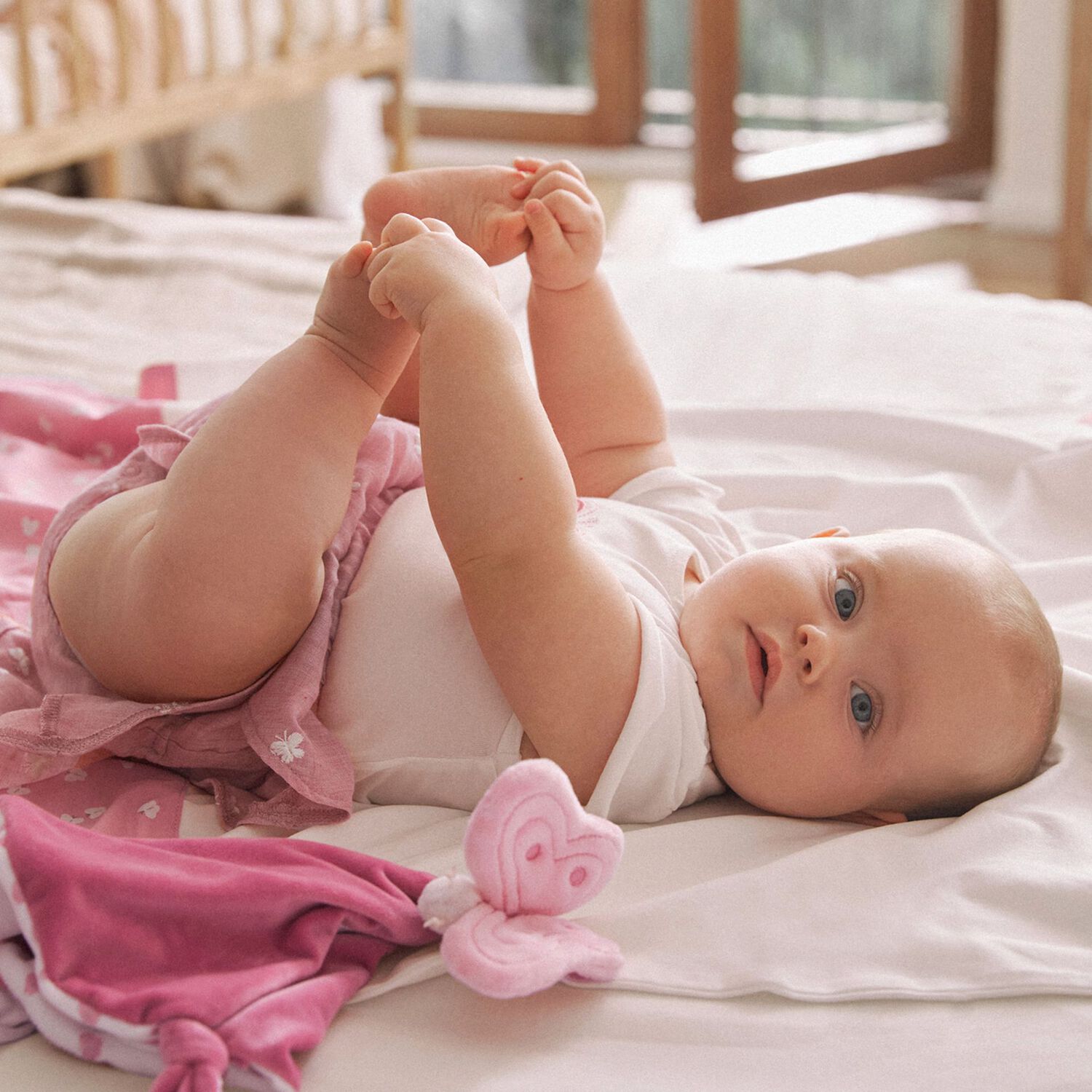 Baby Girls Pink Butterfly Skirt Set, 1, hi-res