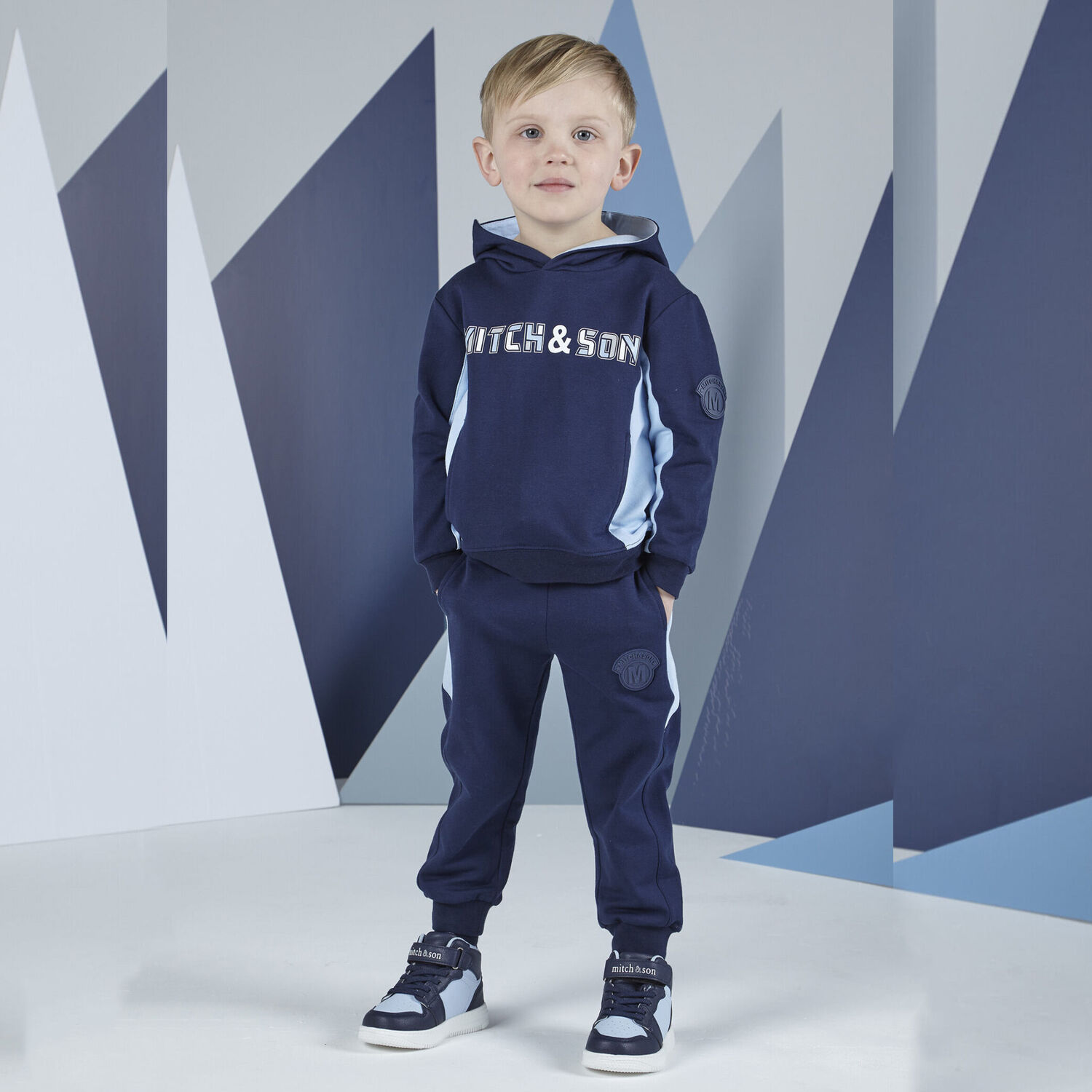 Boys Navy Blue Logo Tracksuit, 1, hi-res image number null