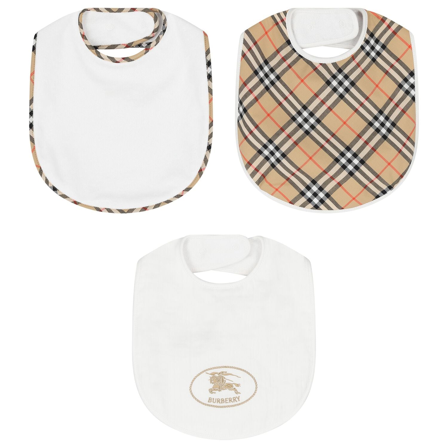 White & Beige Check Baby Bibs ( 3-Pack ), 1, hi-res