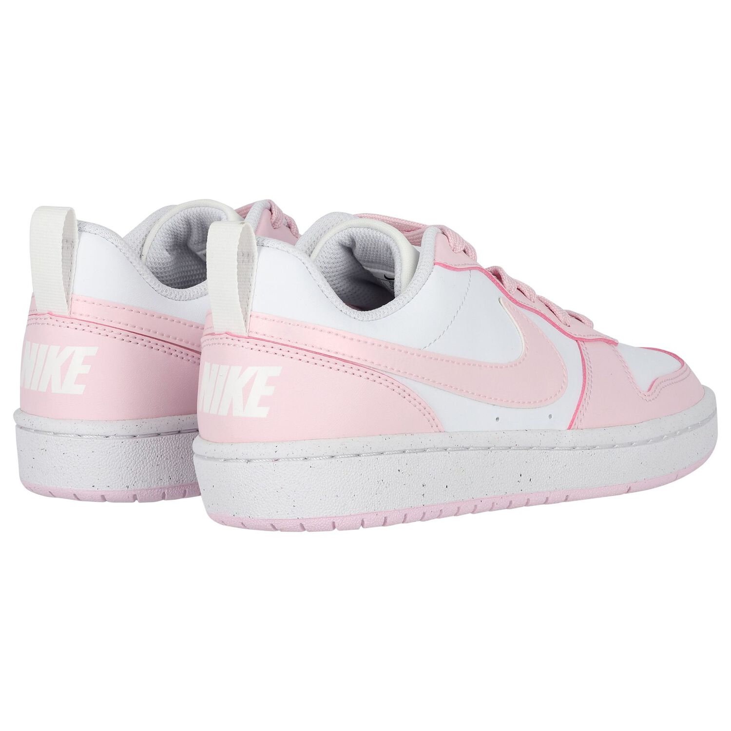 Girls White & Pink Nike Court Borough Low Trainers, 1, hi-res image number null