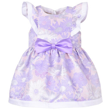 Baby Girls Lilac Floral Jacquard Dress Set