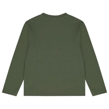 Boys Green Logo Long Sleeve Top