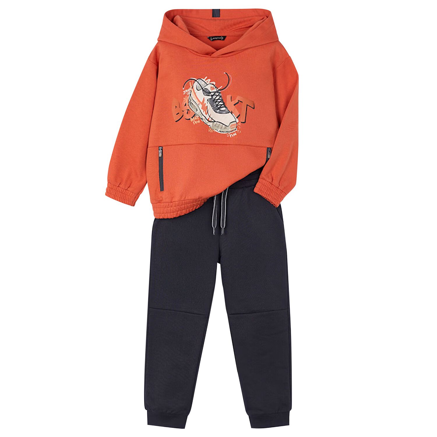 Boys Orange & Grey Tracksuit, 2, hi-res