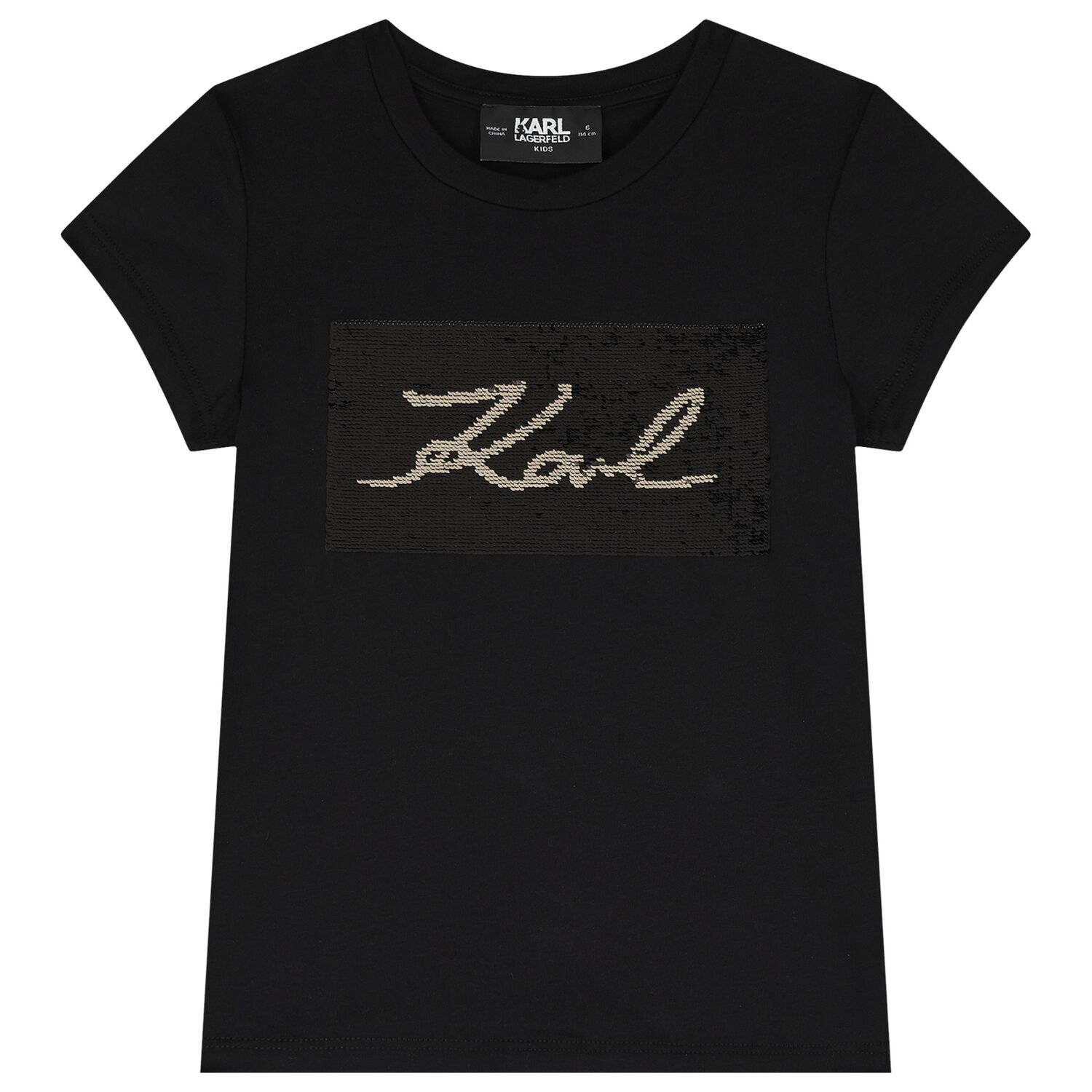 Girls Black Logo T-Shirt, 1, hi-res