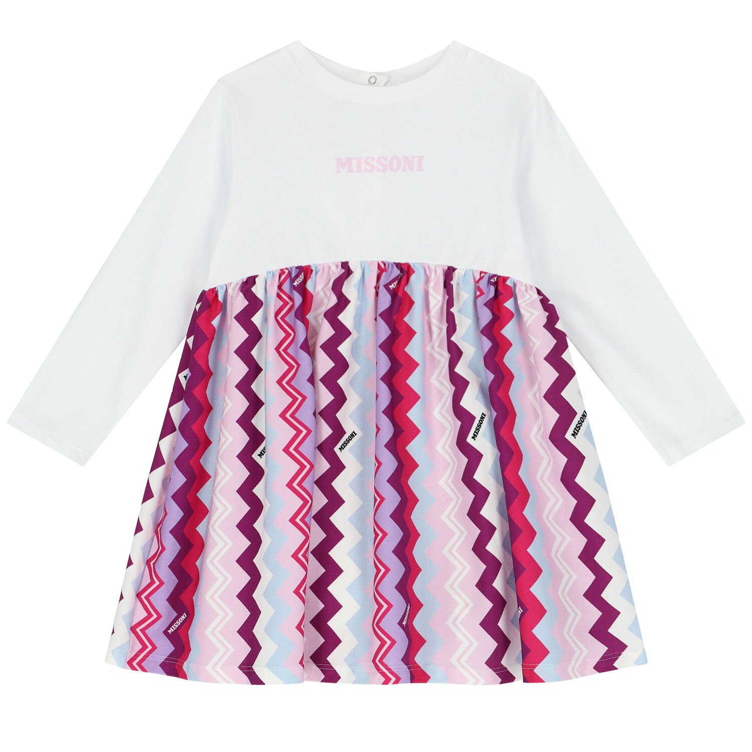 Younger Girls White, Purple & Pink Logo Zigzag Dress Set, 1, hi-res