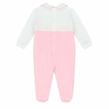 Baby Girls White & Pink Babygrow
