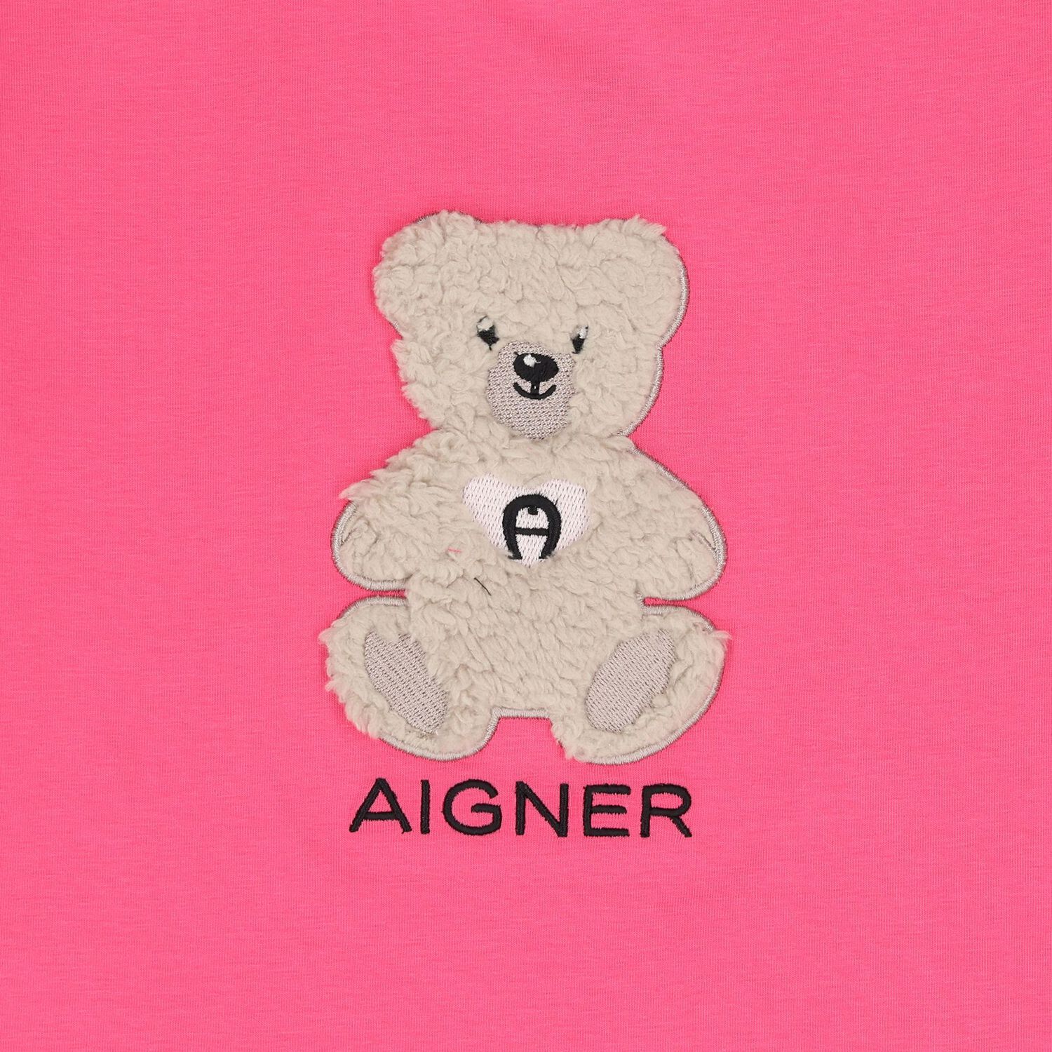 Younger Girls Pink Teddy Bear Logo T-Shirt, 3, hi-res