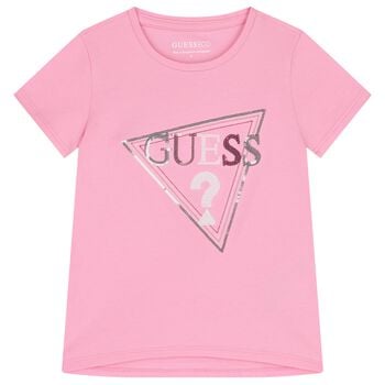 Girls Pink Embellished Logo T-Shirt