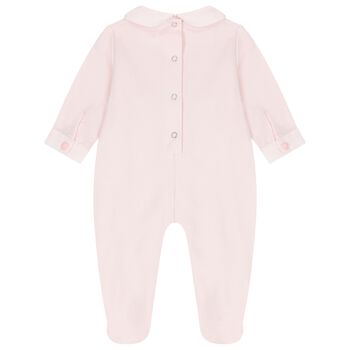 Baby Girls Pink Logo Bow Babygrow