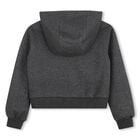 Girls Grey Hooded Zip Up Top, 1, hi-res
