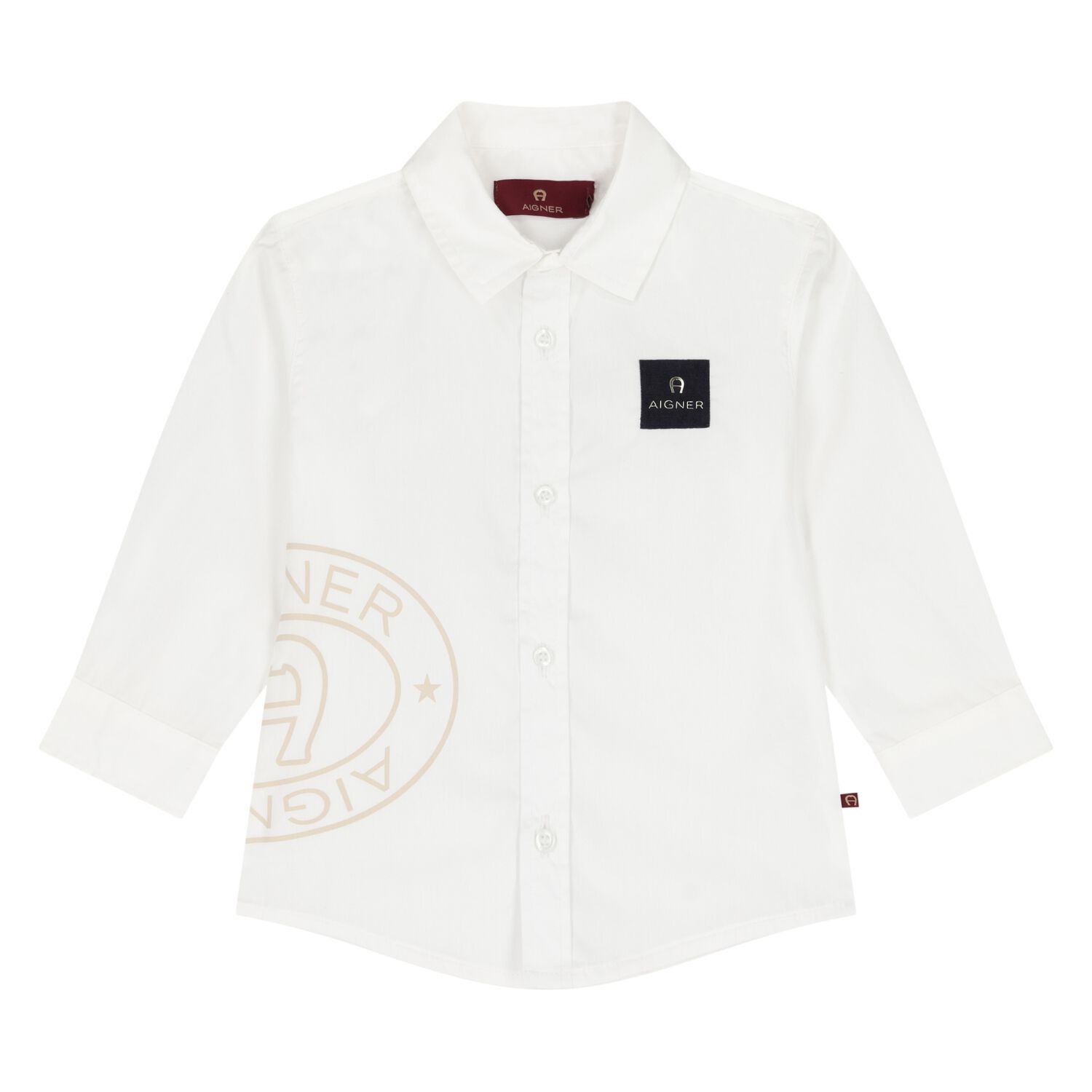 Younger Boys White Logo Shirt, 1, hi-res