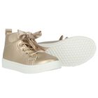 Girls Gold Bow Trainers, 1, hi-res