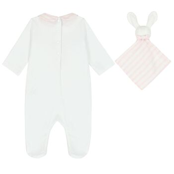 Baby Girls White & Pink Rabbit Babygrow Giftset