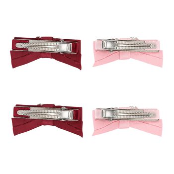 Girls Pink & Red Bow Hairclips (4 pack)