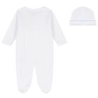 Baby Boys White & Blue Just Giraffe Babygrow Set, 1, hi-res