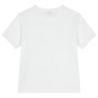 Girls White Web Striped T-Shirt, 1, hi-res