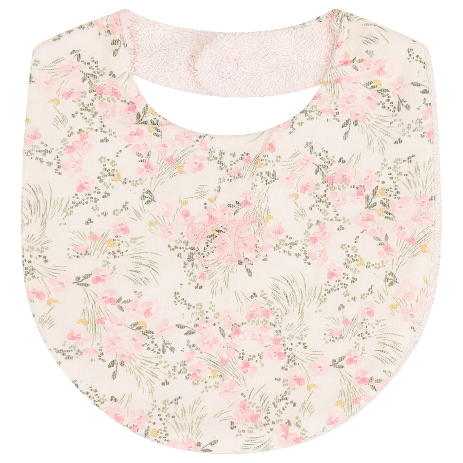 Baby Girls Pink Floral Bib, 1, hi-res