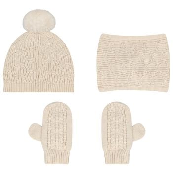 Younger Girls Ivory Knitted 3 Piece Set