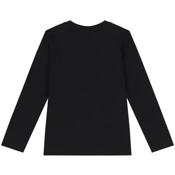 Black Teddy Bear Logo Long Sleeve Top