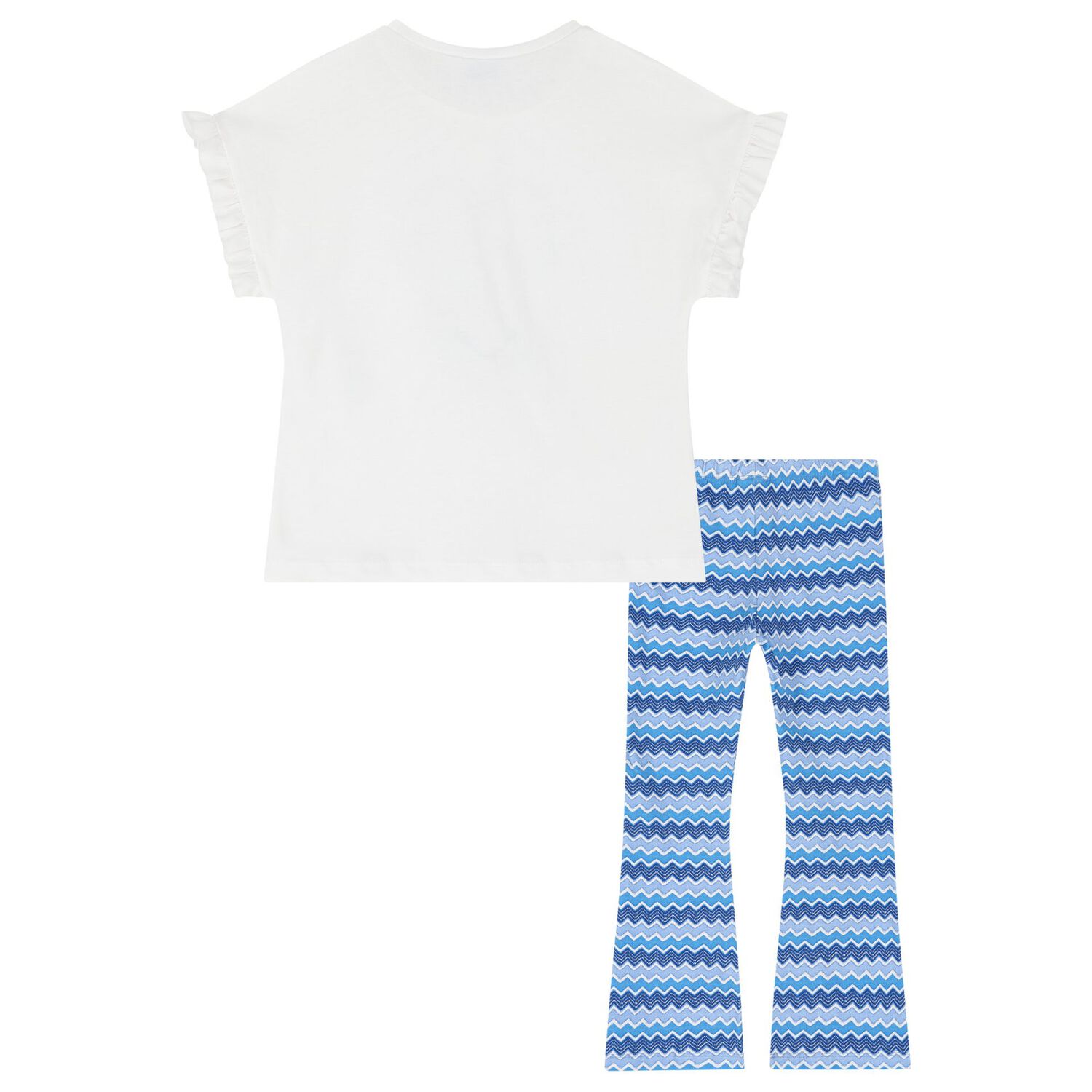 Girls White & Blue Zigzag Leggings Set, 3, hi-res image number null