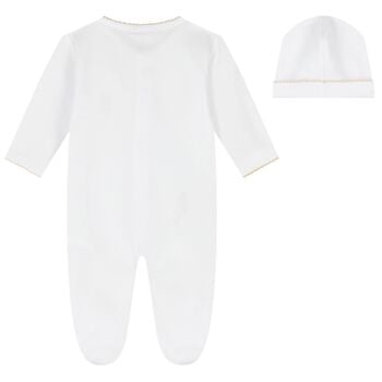 White Teddy Bear Babygrow Gift Set