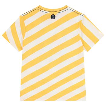 Boys White & Yellow Striped T-Shirt