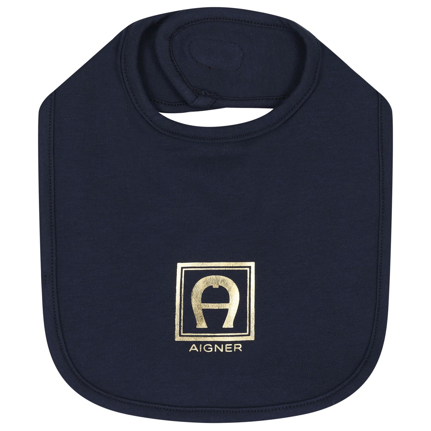 Baby Boys Navy Blue & Gold Logo Baby Bib, 3, hi-res