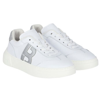 Girls White Logo Trainers