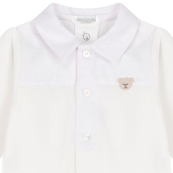 Baby Boys White & Ivory Teddy Bear Babygrow