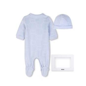 Baby Boys Blue Logo Babygrow Gift Set
