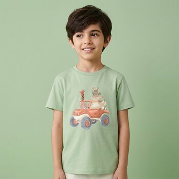 Younger Boys Green Animals T-Shirt