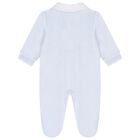 Baby Boys Blue & White Teddy Bear Babygrow, 1, hi-res