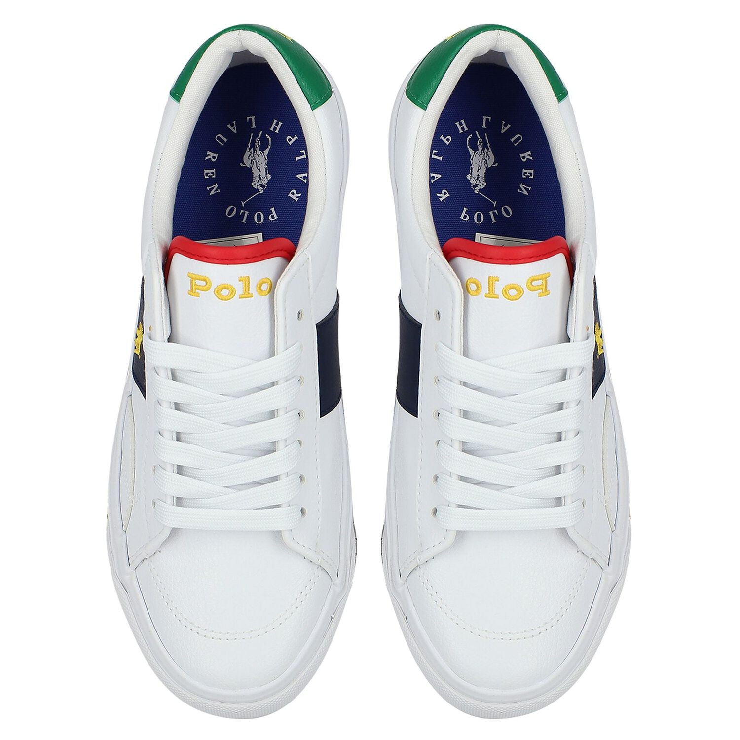 Boys White & Navy Blue Logo Trainers, 1, hi-res image number null